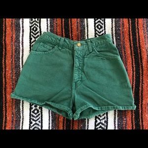 Vintage Green High-Waisted Jean Shorts